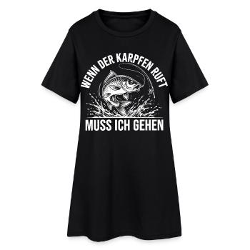 Karpfen Angeln - Frauen T-Shirt-Kleid - Schwarz - Vorne