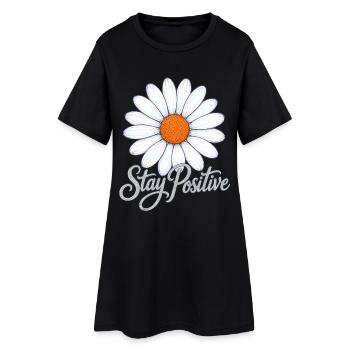 Daisy Flower stay positive Gänseblume sei positiv - Frauen T-Shirt-Kleid - Schwarz - Vorne