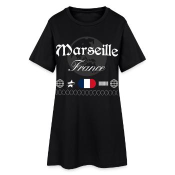 Marseille Frankreich Streetwear Reise Souvenir - Frauen T-Shirt-Kleid - Schwarz - Vorne