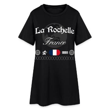 La Rochelle Frankreich Streetwear Reise Souvenir - Frauen T-Shirt-Kleid - Schwarz - Vorne
