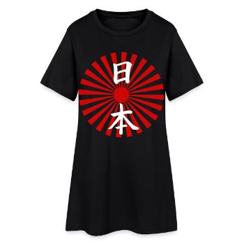 Japan und die aufgehende Sonne (Weiß) - Frauen T-Shirt-Kleid - Schwarz - Vorne