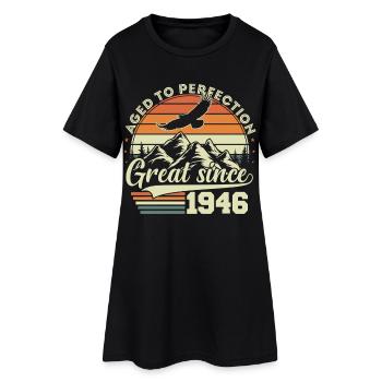 Cadeau d’anniversaire rétro vintage 1946 - Robe T-shirt Femme - noir - Devant