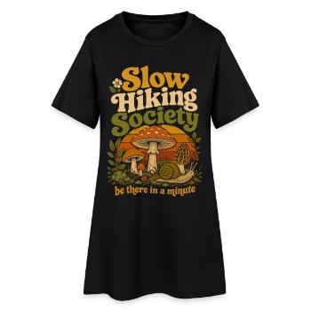Randonnée Lente Club Slow Hiking | Rétro Humour - Robe T-shirt Femme - noir - Devant