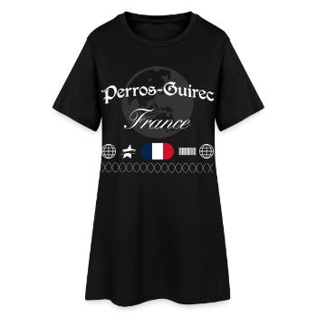 Perros-Guirec Frankreich Streetwear Reise Souvenir - Frauen T-Shirt-Kleid - Schwarz - Vorne