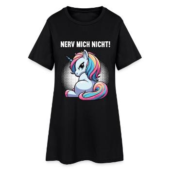 Nerv Mich Nicht Einhorn Einhörner Einhornfan  - Frauen T-Shirt-Kleid - Schwarz - Vorne