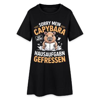 Capybara Hausaufgaben - Frauen T-Shirt-Kleid - Schwarz - Vorne