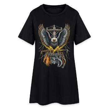 Leitungsmonteur Freileitungsmonteur - Frauen T-Shirt-Kleid - Schwarz - Vorne