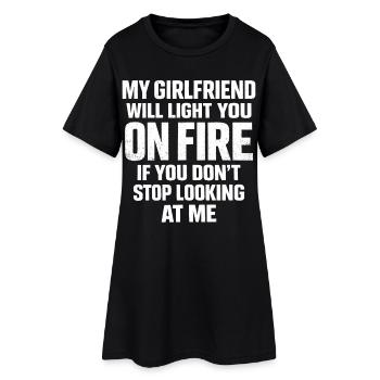 Humour Couple Copine Jalouse Drôle Cadeau - Robe T-shirt Femme - noir - Devant