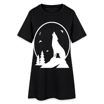 Wolf Night Moon Silhouette - Women’s T-Shirt Dress - black - Front