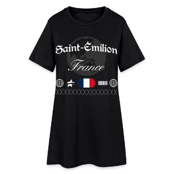 Saint-Émilion Frankreich Streetwear Souvenir - Frauen T-Shirt-Kleid - Schwarz - Vorne