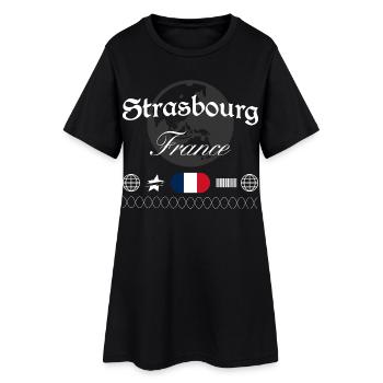 Straßburg Frankreich Streetwear Reise Souvenir - Frauen T-Shirt-Kleid - Schwarz - Vorne