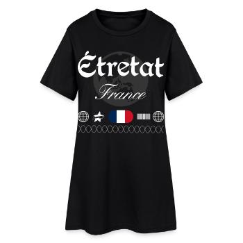 Étretat Frankreich Streetwear Reise Souvenir - Frauen T-Shirt-Kleid - Schwarz - Vorne