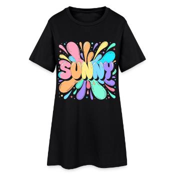 Sunny Splash Lettres Multicolores - Robe T-shirt Femme - noir - Devant