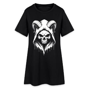 Crâne aux cornes - Robe T-shirt Femme - noir - Devant