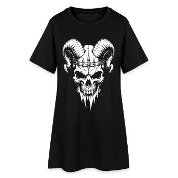 Crâne aux cornes - Robe T-shirt Femme - noir - Devant