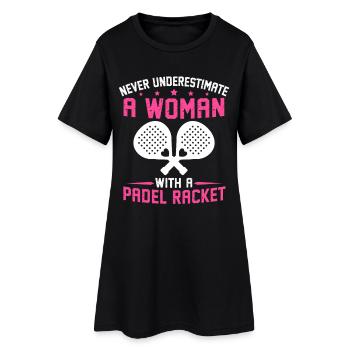 Ne sous-estimez jamais une femme avec une raquette de padel - Robe T-shirt Femme - noir - Devant