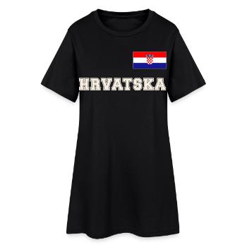 Kroatien Trikot Look – HRVATSKA mit Fahne Flagge - Frauen T-Shirt-Kleid - Schwarz - Vorne