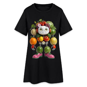 VEGGIE BOT – Der niedliche bio-organische Roboter - Frauen T-Shirt-Kleid - Schwarz - Vorne