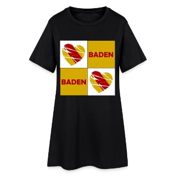 Baden Herz Quadrat - Frauen T-Shirt-Kleid - Schwarz - Vorne