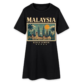 Malaysia Kuala Lumpur Vintage Reise - Frauen T-Shirt-Kleid - Schwarz - Vorne