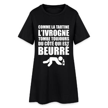 Alcool Cadeau Humour Personnalisé - Robe T-shirt Femme - noir - Devant