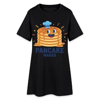Frühstück, Pfannkuchen, lustiger Brunch, Kaffee, Speck, Essen - Frauen T-Shirt-Kleid - Schwarz - Vorne