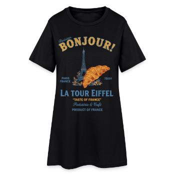 Breakfast Funny Brunch Coffee Bonjour La Tour - Women’s T-Shirt Dress - black - Front