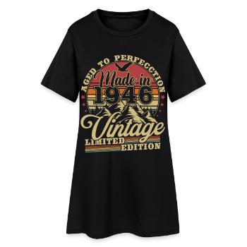 Cadeau vintage d’anniversaire 1946 - Robe T-shirt Femme - noir - Devant