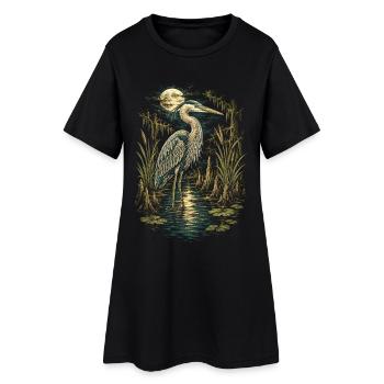 Sumpf Reiher - Frauen T-Shirt-Kleid - Schwarz - Vorne