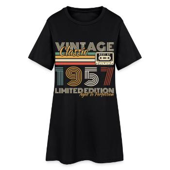 70 Ans 1957 Vintage Rétro  Cadeau D'anniversaire  - Robe T-shirt Femme - noir - Devant