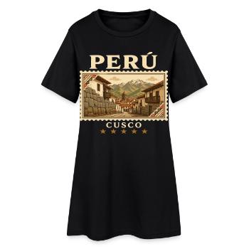 Peru Cusco Vintage Reisemarke - Frauen T-Shirt-Kleid - Schwarz - Vorne
