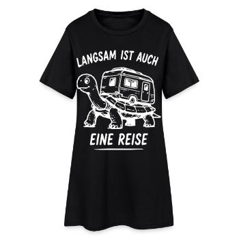 Langsame Reise Schildkröte Camper - Frauen T-Shirt-Kleid - Schwarz - Vorne