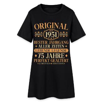 Vintage 1951 Jahrgang Geboren 75. Geburtstag - Frauen T-Shirt-Kleid - Schwarz - Vorne
