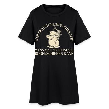 Bogensport Retro Capybara Wer braucht Therapie - Frauen T-Shirt-Kleid - Schwarz - Vorne