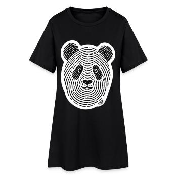 Panda Line Art Monochrome Face - Women’s T-Shirt Dress - black - Front