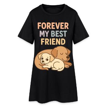 Süße Hunde Best Friend Pastell Grafik Design - Frauen T-Shirt-Kleid - Schwarz - Vorne