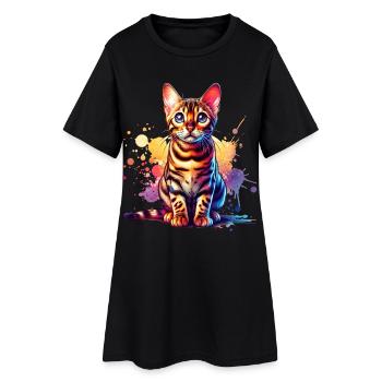 Don du Chat Bengale - Robe T-shirt Femme - noir - Devant