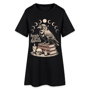 Corbeau sur les livres à Moon Phases - Robe T-shirt Femme - noir - Devant
