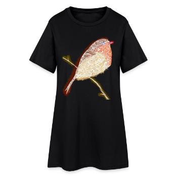 Rouge-gorge Zentangle - Robe T-shirt Femme - noir - Devant