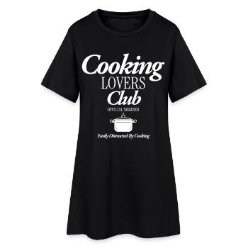 Cooking Lovers Club - Frauen T-Shirt-Kleid - Schwarz - Vorne