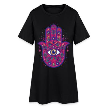 Spiritualité Géométrie sacrée Fleur de lotus - Robe T-shirt Femme - noir - Devant
