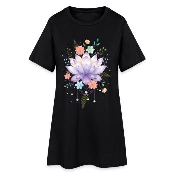 Spiritualité Géométrie Sacrée Fleur de Lotus Zen - Robe T-shirt Femme - noir - Devant