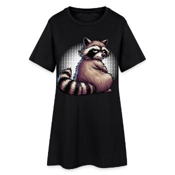 Waschbär Waschbären Waldtier lustiger Waschbär - Frauen T-Shirt-Kleid - Schwarz - Vorne