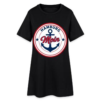 Hamburg Moin Rundemblem Schiff Anker  - Frauen T-Shirt-Kleid - Schwarz - Vorne