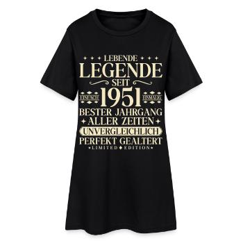 Baujahr 1951 Geburtstag 75 Jahre Unvergleichlich - Frauen T-Shirt-Kleid - Schwarz - Vorne