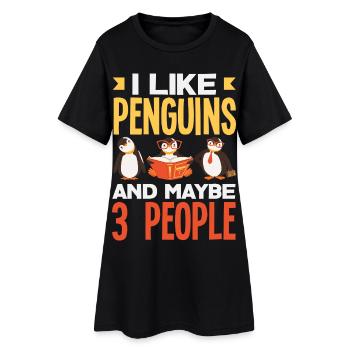 Pingouin mignon - Cadeau pour l’amoureux des manchots - Robe T-shirt Femme - noir - Devant