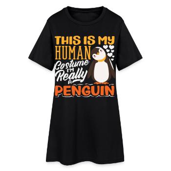 Pingouin mignon - Cadeau pour l’amoureux des manchots - Robe T-shirt Femme - noir - Devant