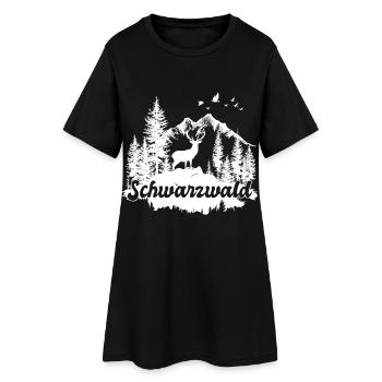 Schwarzwald Wald Hirsch Outdoor Naturfreunde - Frauen T-Shirt-Kleid - Schwarz - Vorne