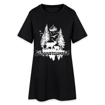 Schwarzwald Wildtiere Wald Natur Motiv - Frauen T-Shirt-Kleid - Schwarz - Vorne