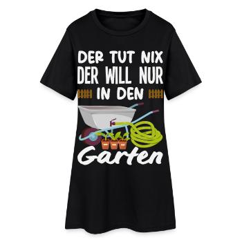 Will Nur In Den Garten - Frauen T-Shirt-Kleid - Schwarz - Vorne